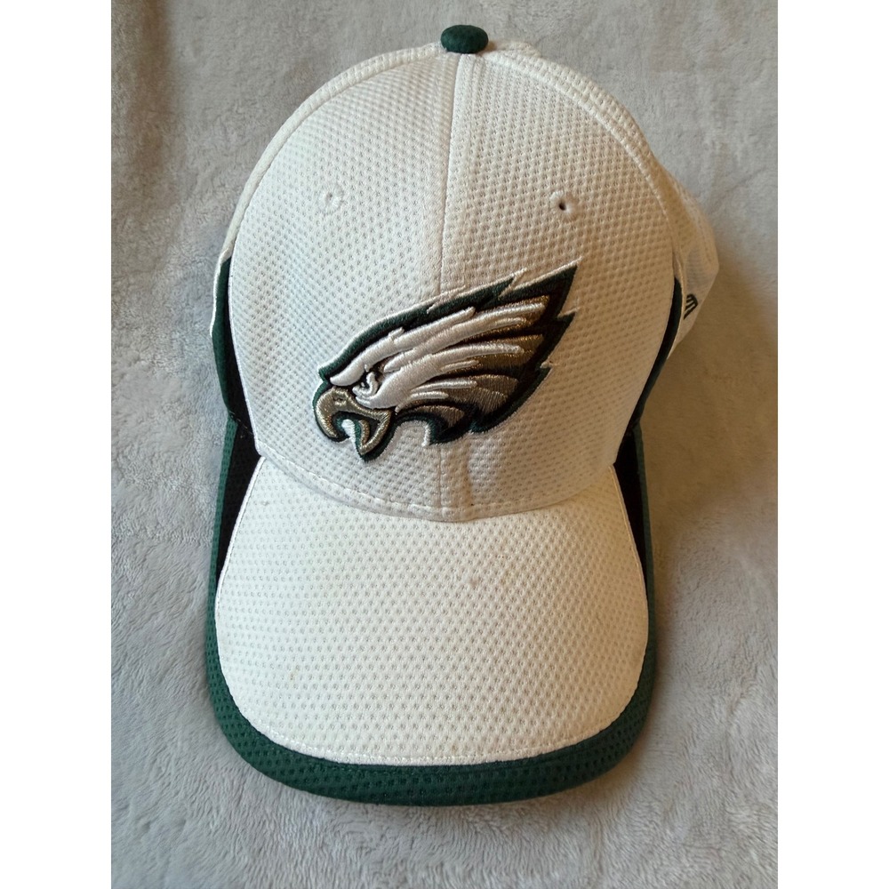 New Era Philadelphia Eagles Hat Mens M/L White Good 39THIRTY NFL Stretch Fit Cap